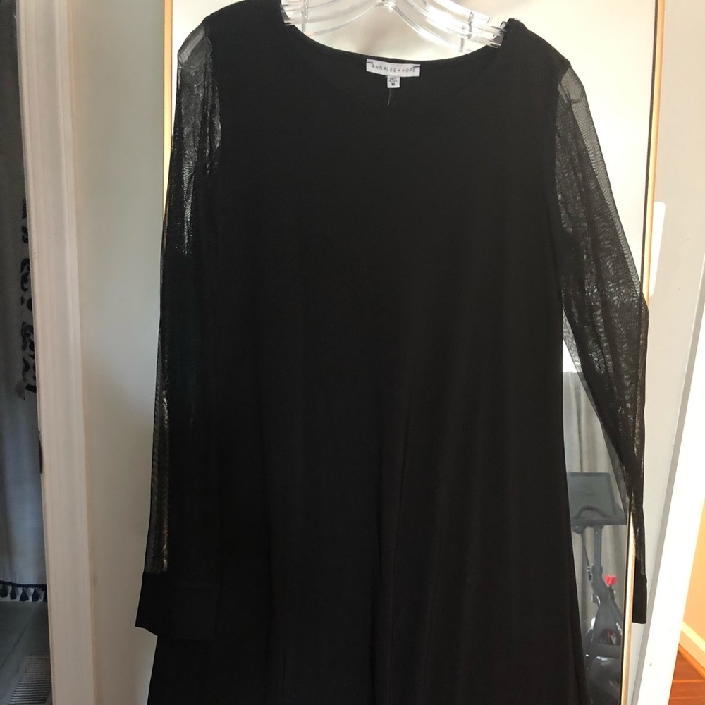 Black a line Dress with mesh sleeves
